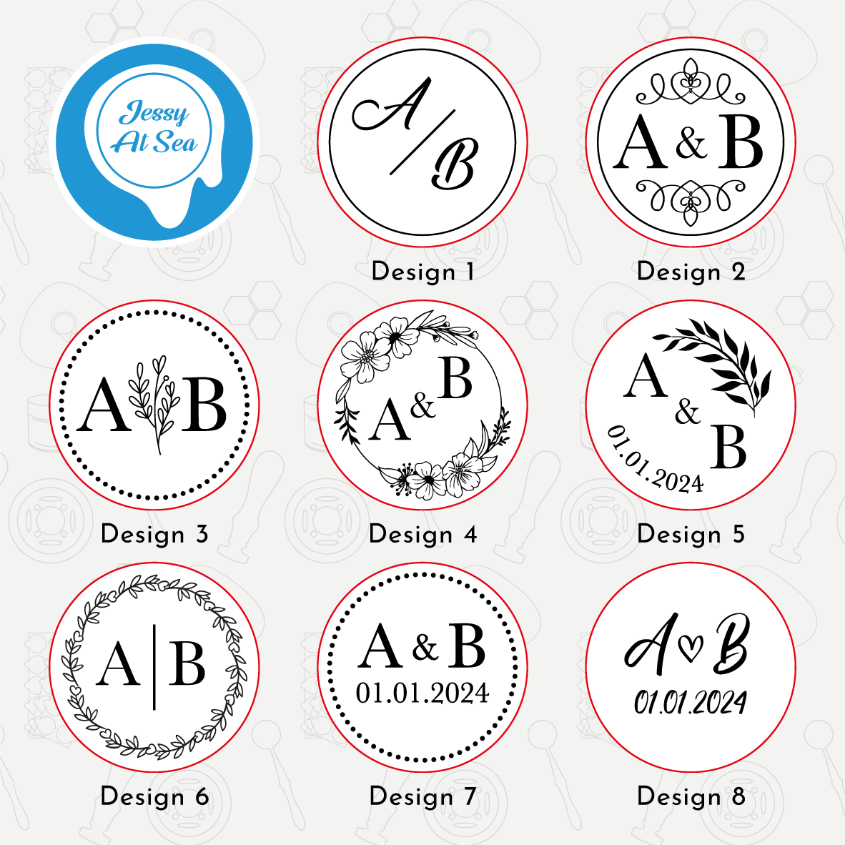 Personalisierter Hochzeit siegelstempel • Designauswahl