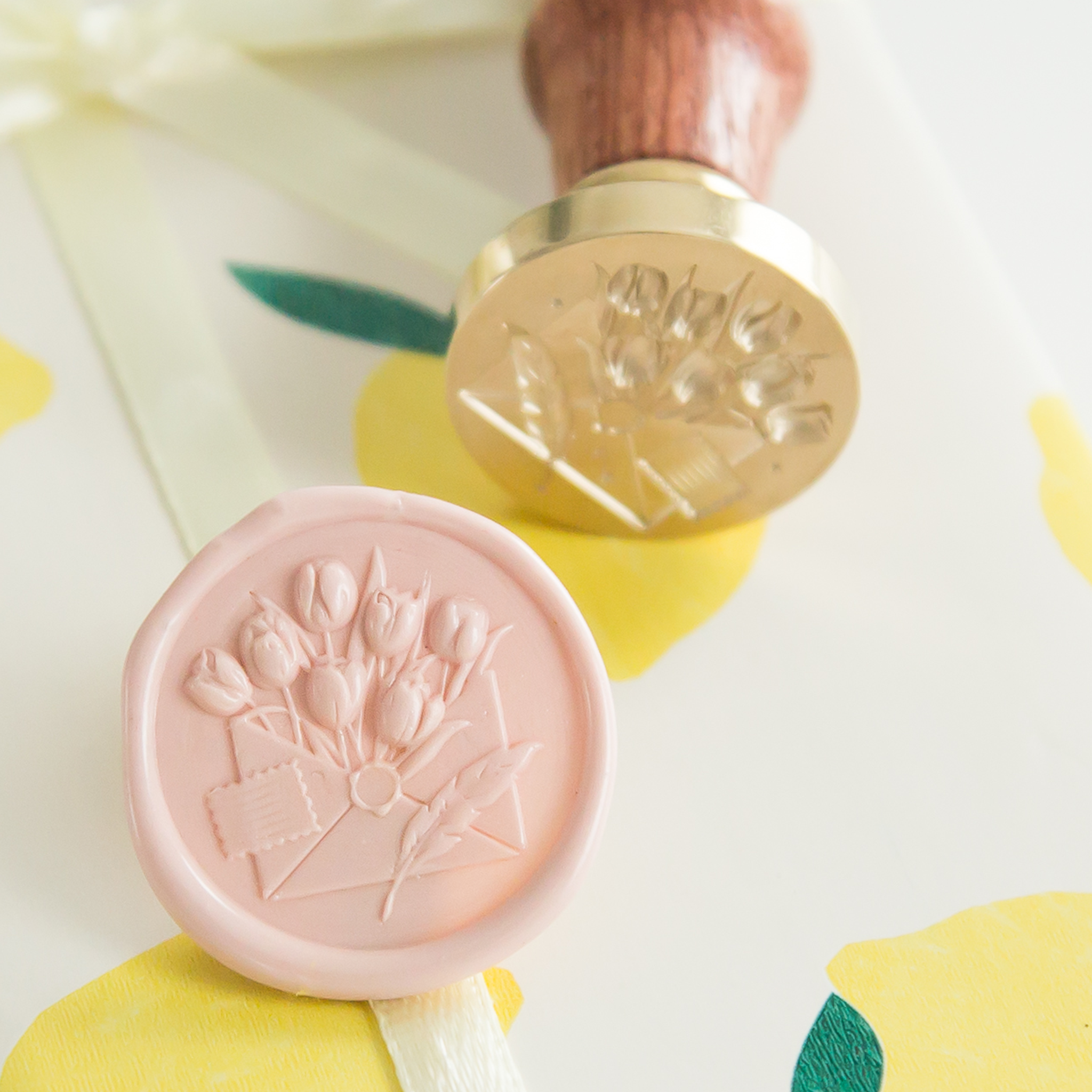 3D Bloemen in Envelop Wax Stempel