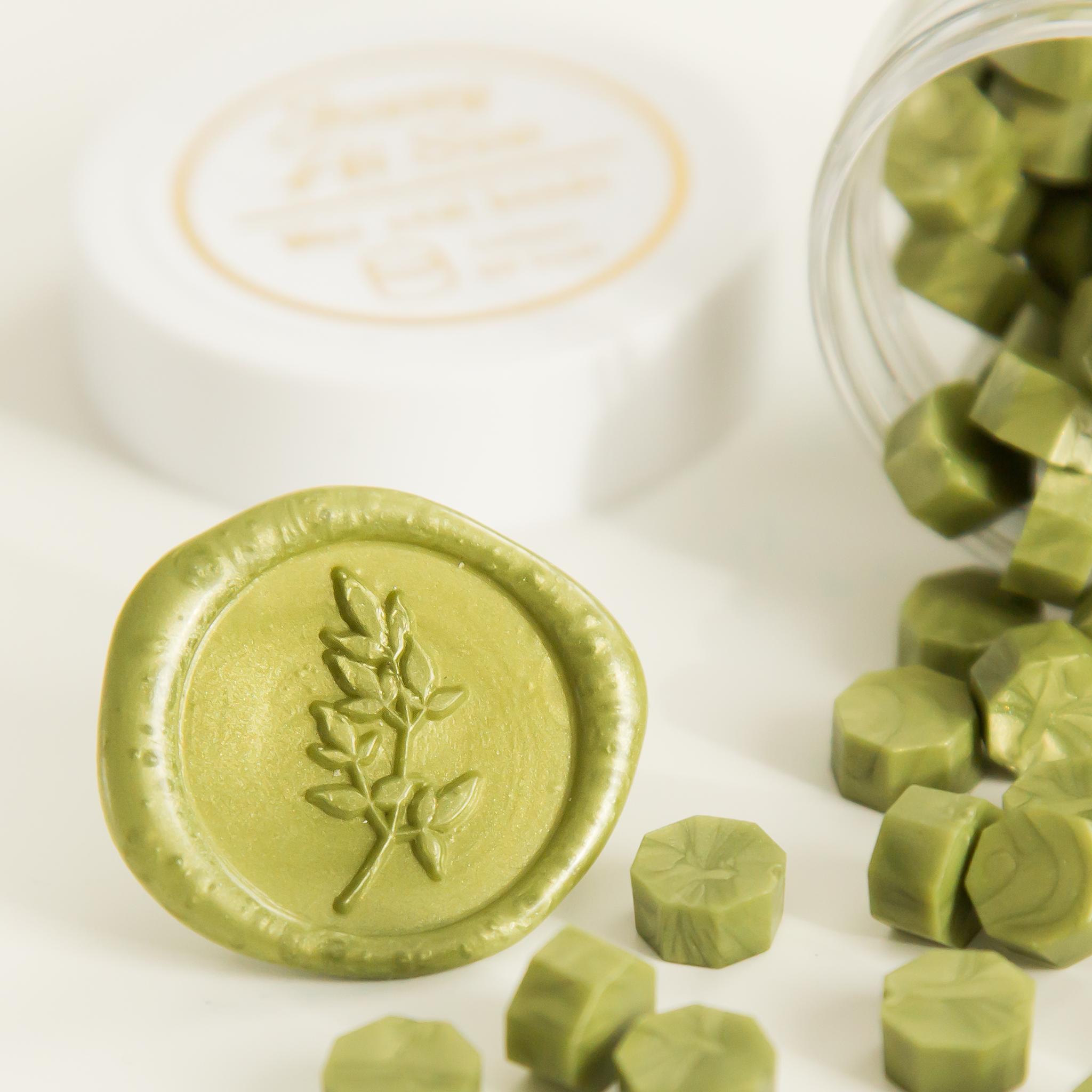 Olive Green Wax Seal Beads