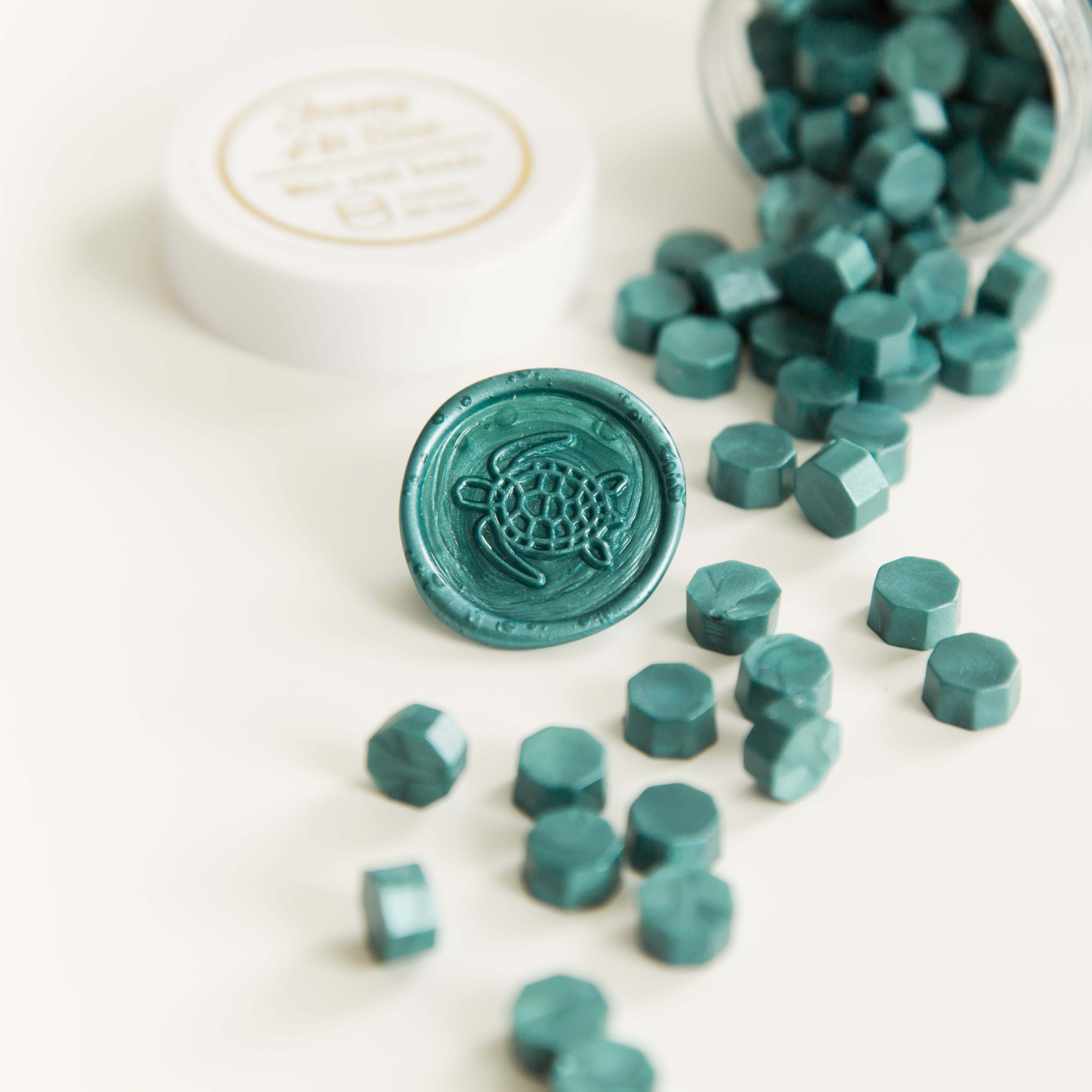Marble Green Wax Seal Beads