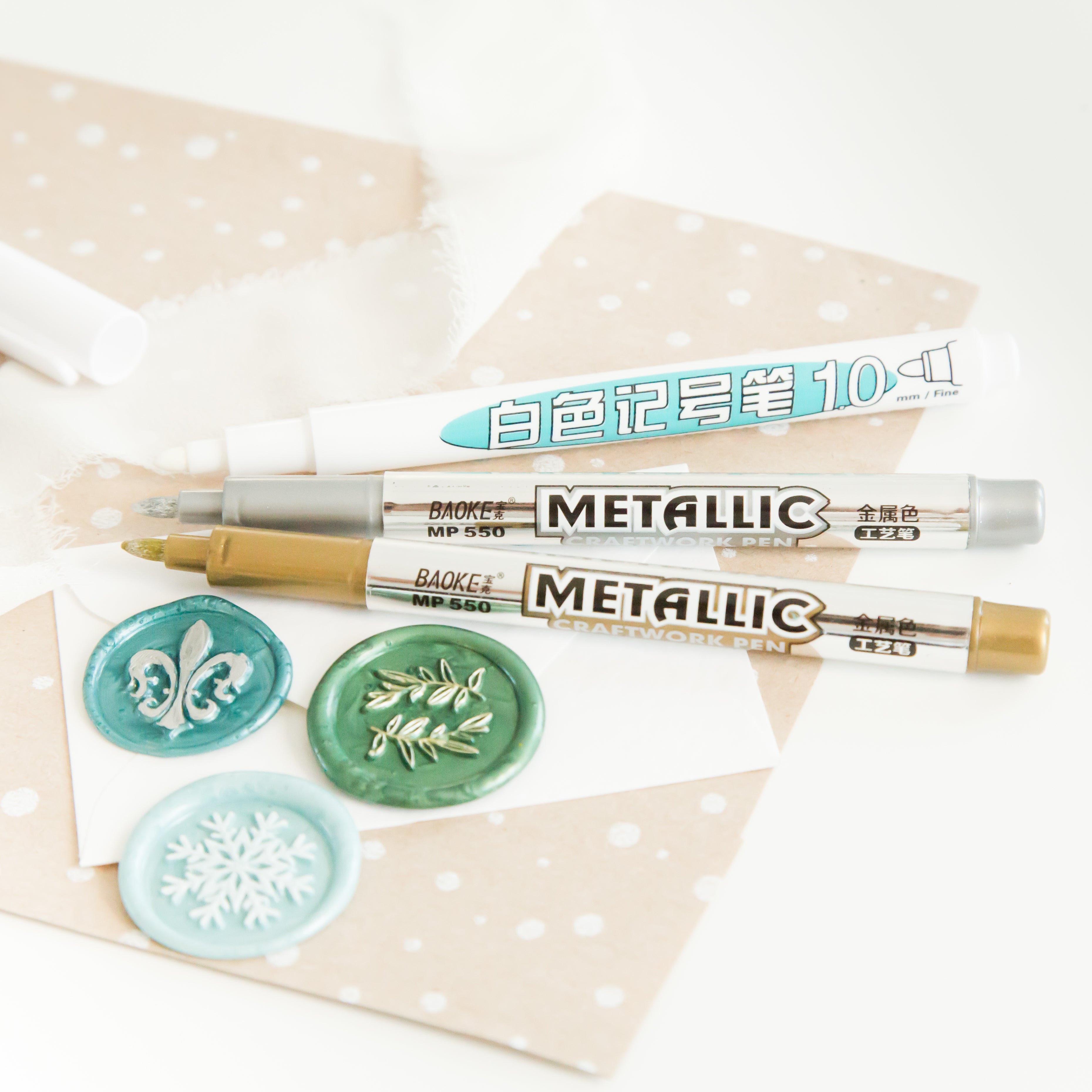 Tomgenrine Wax Seal Pens - 12 Color Double-Ended Metallic Markers For Wax Seals & Crafting