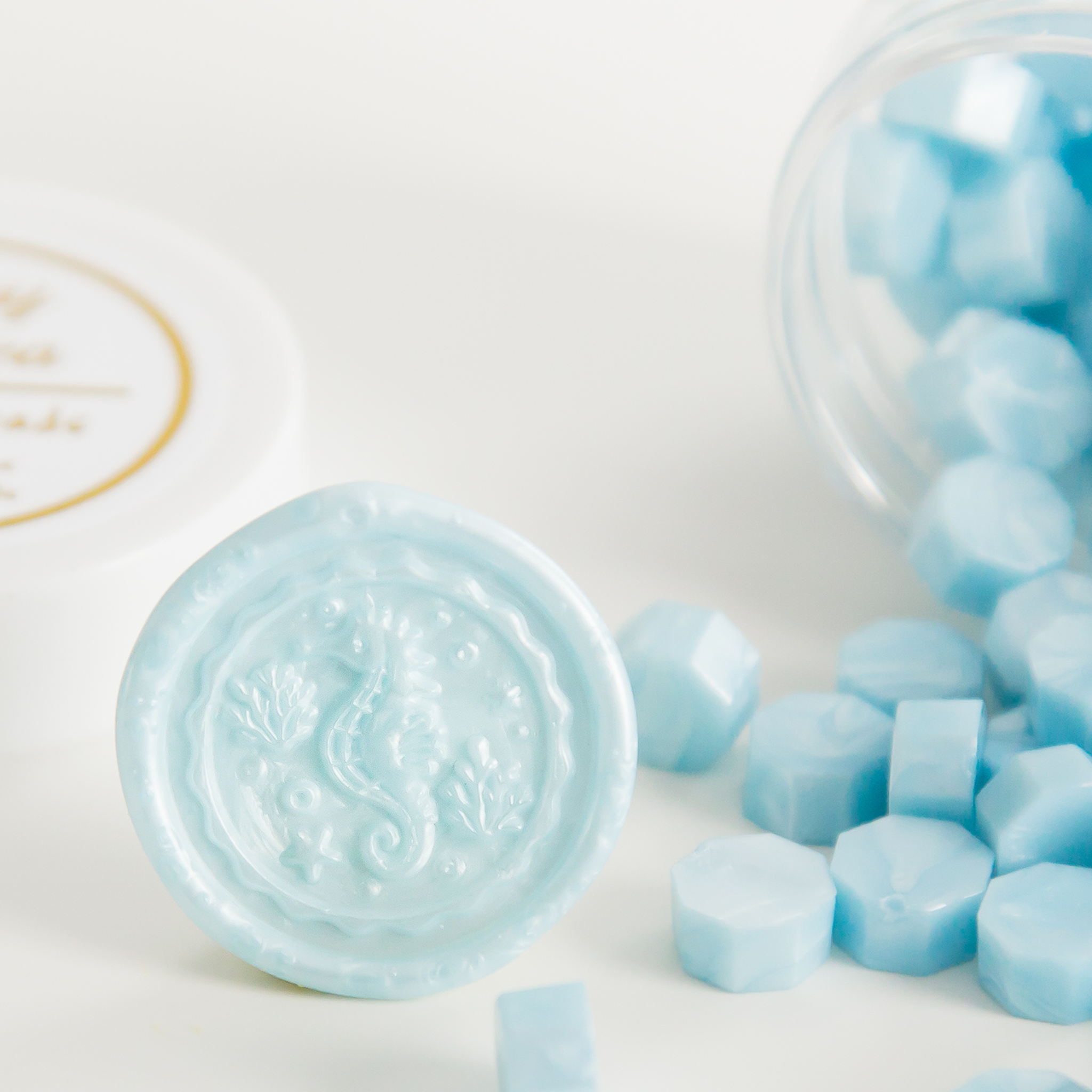 Ice Blue Wax Seal Beads