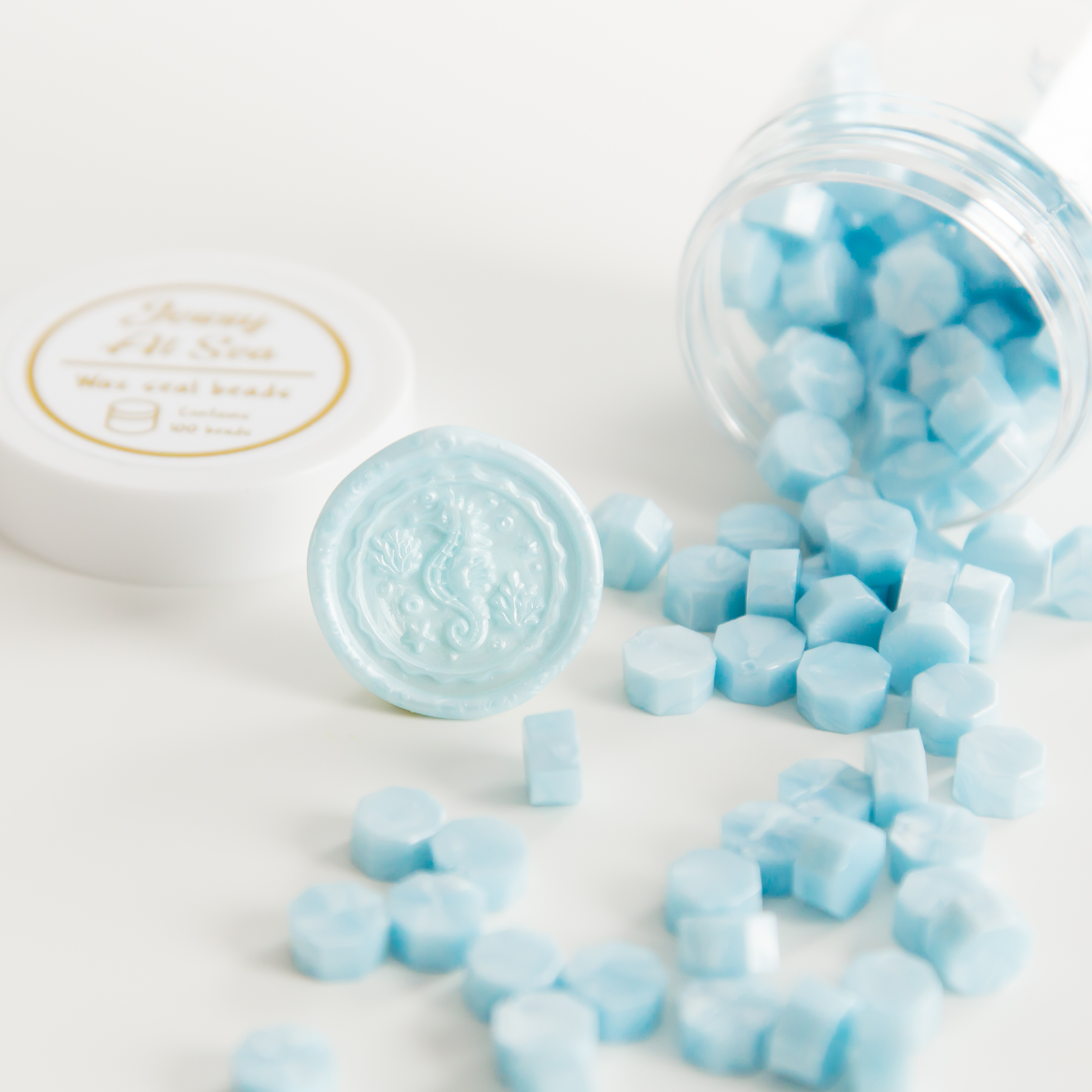 Ice Blue Wax Seal Beads