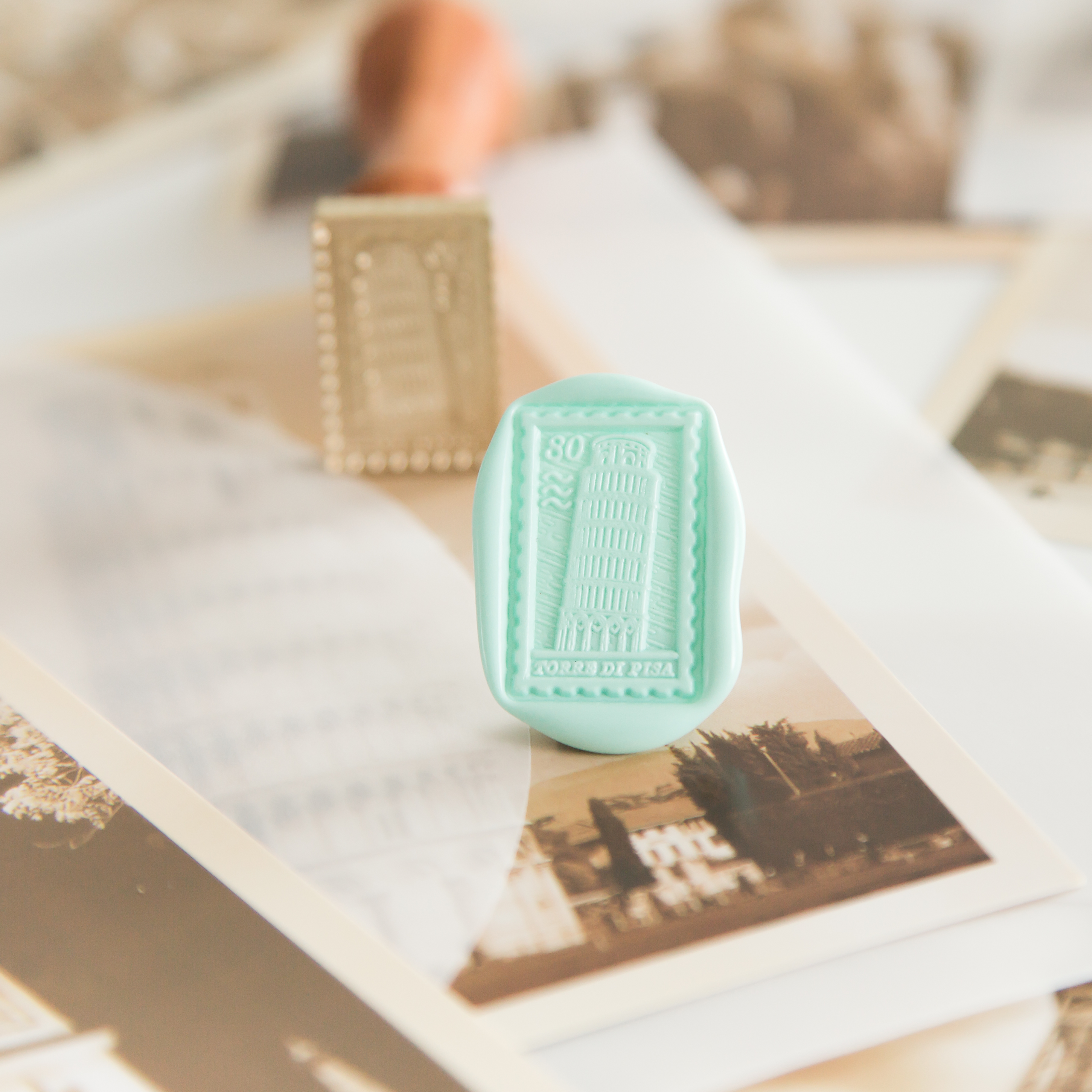 Schiefer Turm von Pisa-Briefmarke • Siegelstempel