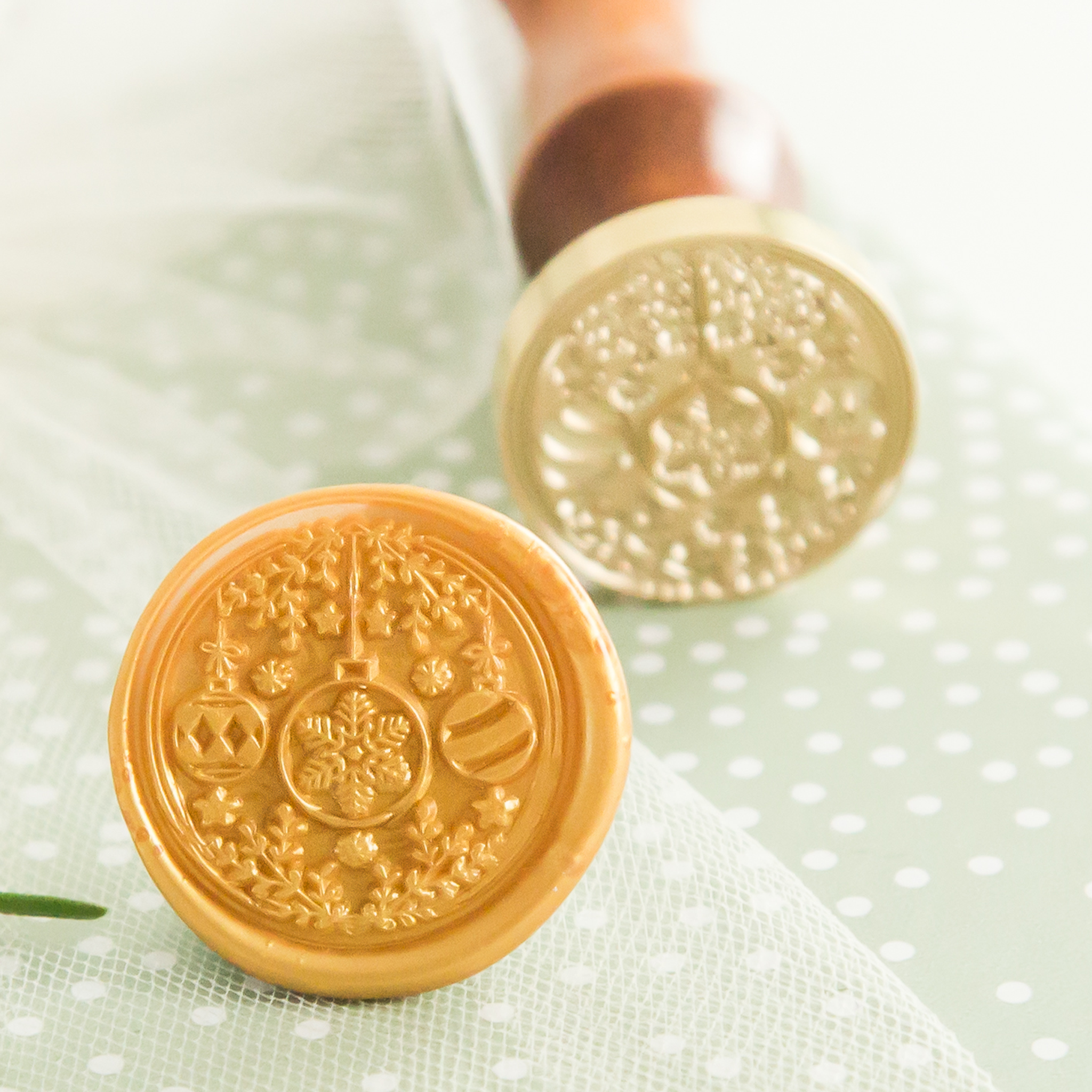 Christmas Baubles Wax Stamp Zoom In