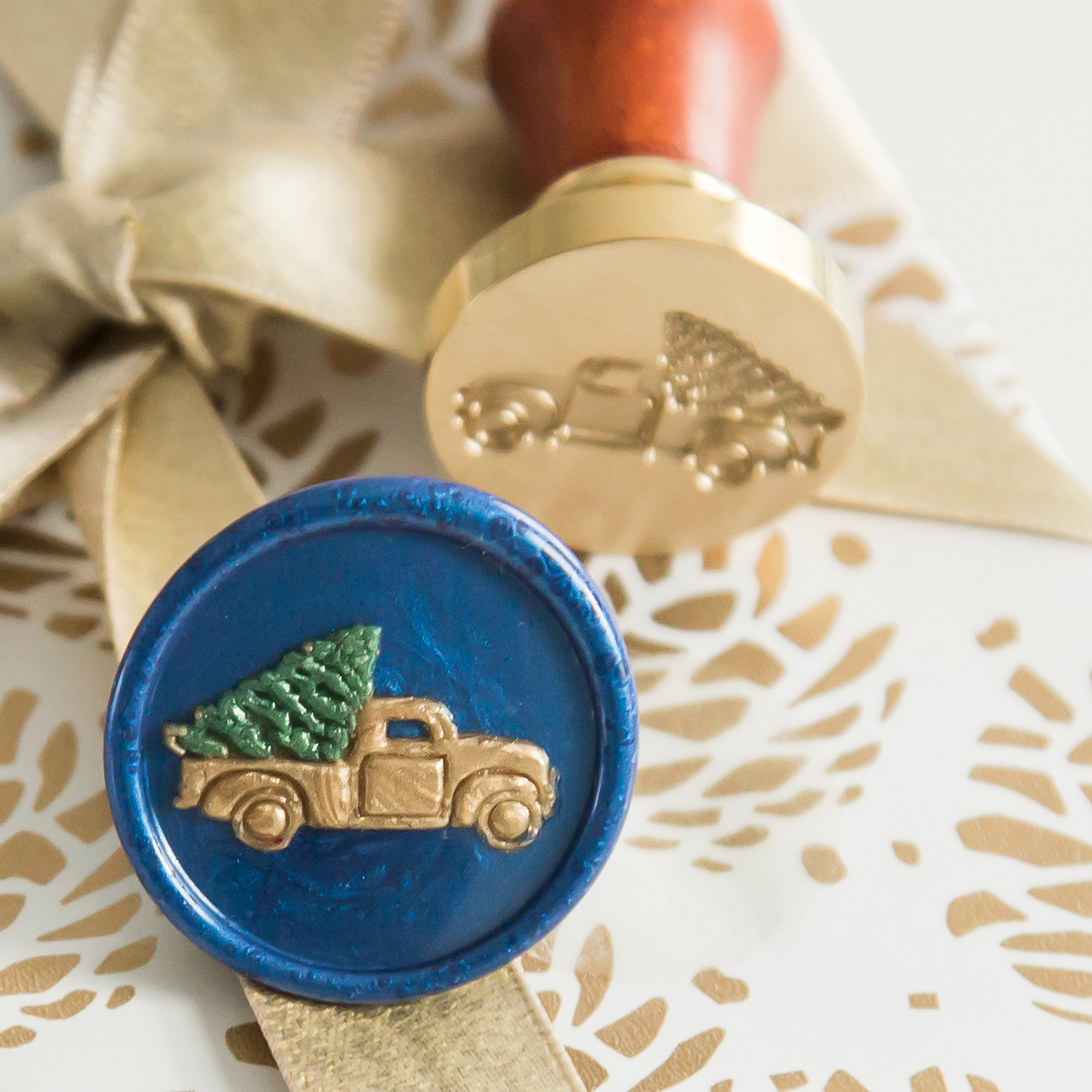 Auto met Kerstboom • Wax Stempel